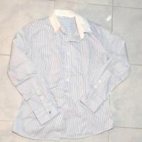 ราคา เสื้อเชิ้ตลายทางสีขาวฟ้า (22554400778)