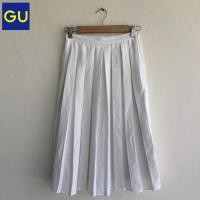 ราคา กระโปรงยาว สีขาว ทรงพลีท GU (12392240617)