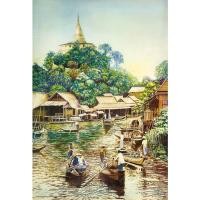 ราคา โปสเตอร์ อาบมัน ภาพวาดสีน้ำมัน วิถีชีวิต โบราณ ภูเขาทอง Landscapes Painting POSTER 14.4"x21" นิ้ว Lifestyle Thai Antique (11844882763)