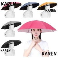 ราคา หมวกร่มหัว KAREN อุปกรณ์กันฝนกันลมบังแดด ร่มยางยืดสวมศีรษะ (28805566711)