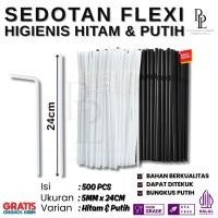 ราคา { 500 ชิ้น } หลอดงอปลอดเชื้อในเนื้อหาห่อกระดาษสีขาว 500 ชิ้น | หลอดอนามัย Flexi สีดําและสีขาว | หลอดงอได้อนามัย (44468897419)