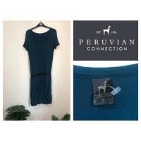 ราคา เดรสทรงบอลลูน แบรนด์ PERUVIAN CONNECTION สีเขียวหัวเป็ด (14154477226)