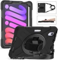 ราคา เคสกันกระแทกไฮบริดสําหรับ 2024 iPad Mini A17 Pro iPadMini A2993 A2995 A2996 8.3 นิ้วซิลิโคนป้องกันการล่มสลายปก ipadmini7 case cover ผู้ถือพร้อมช่องเสียบปากกาเข็มขัดมือโรตารี่สายคล้องไหล่ (29167370999)