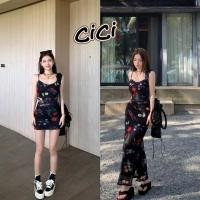 ราคา ส่งทันที Cici ❣พร้อมส่ง❣(6012/6012-1)เดรสสั้น/ยาว สายเดี่ยวลายดอกได้ ผ้าชีฟอง สายปรับได้มีซับใน สไตล์ฝรั่งเศษ (22189676734)