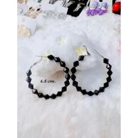 ราคา ต่างหูห่วงแฟชั่นคริสตัลสีดำ (29282360672)