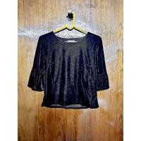ราคา เสื้อคอกลมกำมะหยี่ แขนกระดิ่ง ตัวครอป สีดำ (27562273570)