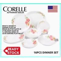 ราคา Corelle Rosabelle 16pc Dinnerware Set (16-ROS-MS) Livingware Tableware Dinner Set Dinner Plate (57951463672)