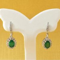 ราคา Aunya Jewelry ต่างหูมรกตแท้ ล้อมเพชร CZ (Emerald Earrings) (8516447112)