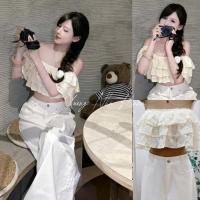 ราคา HANA Layered Lace Off-Shoulder Crop Top สไตล์น่ารัก Feminine Layered Shrug Top - LAL06 (46253338713)