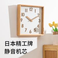ราคา นาฬิกาแขวนเงียบไม้เนื้อแข็งบีชเรียบง่ายของญี่ปุ่น: Muke Square Use Seiko Silent Quartz Movement (46054428373)