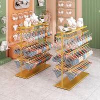 ราคา Display rack clothing store island display rack clothes drying rack clothes display rack shelf double layer (40427326864)