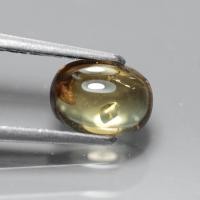 ราคา 1.30 ct พลอยแท้ ไพฑูรย์ หรือ คริโซเบริล ไม่มีตาแมว (Chrysoberyl) ทรงไข่หลังเบี้ย สีเหลืองอมเขียว (57103873461)