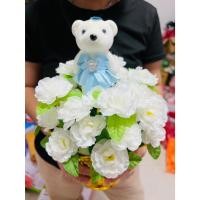 ราคา พานมะลิวันแม่ พานไหว้ครู พานพุ่ม พานดอกไม้ปลอม ราคาต่อ 1พาน พุ่มใหญ่สวนมากๆๆ 25-26 ซม. พร้อมส่ง แน่นๆๆ (44007418484)