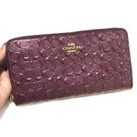 ราคา กระเป๋าตังใบยาวซิปรอบหนังแก้ว #Coach Accordion Zip Wallet In Signature Debossed Patent Lather #54805 (980843838)