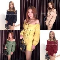 ราคา จั้มสูทปาดไหล่ + สายผูกเอว (1864647529)