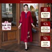 ราคา เอ็มคอลเลกชั่น | ของขวัญชุดเดรสผู้หญิงวัยกลางคนสําหรับคุณแม่ผ้าโฟมเชื่อมตรงปักลายดอกไม้คอวีแขนหลวม ง13489 (41828510313)