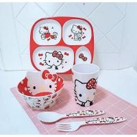 ราคา ชุดจานชามเด็ก จาน แก้ว ถ้วย ช้อนส้อม คิตตี้แดง (15839693691)