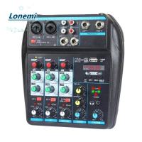 ราคา LONEMI เครื่องผสมเสียง, เครื่องผสมคอนโซล DJ บลูทูธ 4 ช่อง, พร้อมระบบคาราโอเกะ Phantom Power Monitor 48V มิกเซอร์ USB แบบพกพา (57008855538)