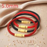 ราคา สร้อยข้อมือเชือกถัก 5 มม. สีแดง หนัง สแตนเลส CTF ใส่ลูกปัดเงินแท้ได้ เชือกมือแฟชั่น 265.13 (55610471928)