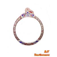 ราคา กรอบพระเงินแท้ 95% กรอบเงินหัวสิงห์ลงยาลายสุโขทัย ทรงกลม ขนาด2.7 ซม. (20878132959)