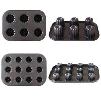 ราคา 6/12 ถ้วย Cannele แม่พิมพ์เหล็กคาร์บอน Nonstick Bakeware มัฟฟิน Cupcake ถาดอบ DIY มินิเค้กอุปกรณ์ครัว (51907456309)