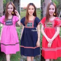 ราคา ชุดเกาหลี ผ้าฝ้าย ชุดสาวดอย ชุดชาวเขา เดรสกระโปงชาวดอย (3307025705)