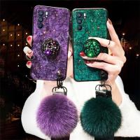ราคา ปลอก OPPO Reno6 Z 5G Reno 6 Pro A52 A53 เคสโทรศัพท์เนื้อหินอ่อนเปลือกหอยพร้อม Hairball Lanyard Rhinestone Bracket Tide Case OPPO Reno 6 6Z OPPOA16 OPPOA54 OPPOA95 OPPOA15s (45658761183)