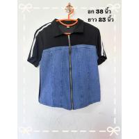 ราคา เสื้อสีดำยีนส์ซิปหน้า (44429448404)