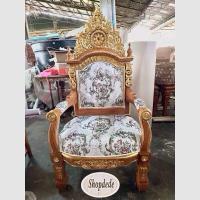 ราคา เก้าอี้หลุยส์ไม้สัก เก้าอี้ประธานแกะลายพิเศษ งานไม้สักแท้คุณภาพดี (26373959938)