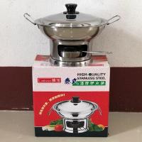 ราคา หม้อไฟ หม้อต้มยำ หม้อไฟสแตนเลส (หนา) (พร้อมฝา+ถาดใส่แอลกอฮอล์) กล่องแดง ขนาด 19/22/25 ซม.(ตราTK) (28914343309)