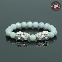ราคา หินหยกพม่าแท้ 100% สีเขียวอ่อน Jade ขนาด 10 มิล ปี่เซียะคู่ เงินแท้ 92.5% เจ้าแห่งหินมีค่า เสริมความมั่งคั่งร่ำรวย (3368002095)