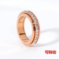 ราคา Live Simple Single Row Diamond Rotatable Ring Plated 18k Rose Gold Zircon Titanium Steel Gypsophila Ring Female [llb] (44079979769)