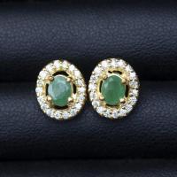 ราคา ต่างหูพลอยมรกตโคลัมเบีย(Emerald) เรือนเงินแท้92.5%ชุบทอง ล้อมด้วยเพชรCZ เกรดสวยพิเศษจากรัสเซีย พลอยแท้ จากประเทศโคลัมเบี (26984689764)