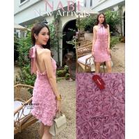 ราคา Nabi มินิเดรสกุหลาบ 3D สีชมพูสุดหรู ดอกแน่นมากก (25769284925)