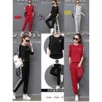 ราคา ชุดวอร์ม Set 2ชิ้น เสื้อแขนยาว+กางเกงขายาวชุดกีฬาแนวSport สวย (1615636812)
