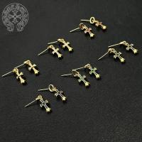 ราคา Chrome Hearts Black Silver Plating22K Gold Cross Earrings Pure Silver Needle Stud Earrings Niche High-end Feel-AA (29386392373)