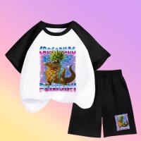 ราคา ชุดเสื้อยืดและกางเกงขาสั้นเด็ก เสื้อยืดแขนสั้นสำหรับเด็ก สำหรับเด็กผู้ชาย ลายสับปะรดและลายจระเข้ (51603689761)