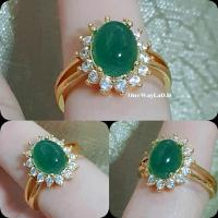 ราคา แหวนหยก งานทอง18K ประดับเพชรสวิสแท้ ฟรีไซต์ (22545614609)