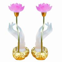 ราคา โคมไฟดอกบัวเปลี่ยนสีหลากสีสำหรับพระพุทธเจ้าโคมไฟแก้วโบราณโคมไฟดอกบัวมะกรูด (26062946027)