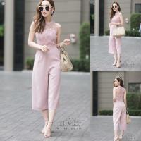 ราคา ➰พร้อมส่ง จั๊มสูทกางเกง 5 ส่วน คอแต่งลูกไม้ ผ้าฮานาโกะ (1116614152)