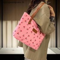 ราคา Springevengrace Sweet Cherry Print Shoulder Bag ความจุขนาดใหญ่อินเทรนด์กระเป๋าถือผู้หญิง Tote Underarm Bag Fashion Travel Storage Bag ของขวัญวันเกิดใหม่ (45810852554)