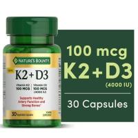 ราคา พร้อมส่ง Nature’s Bounty Vitamin K2 + D3, Vitamin Supplements, for Bone and Health Support, 30 Count (24392944453)