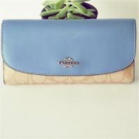 ราคา กระเป๋าสตางค์ Coach ฝาปิดสีฟ้า ลายc แบบมีไส้ Leather Signature ของแท้ % มือ1ป้ายราคา ใบเสร็จ แคร์การ์ด ส่งฟรีEMS (1946248311)