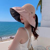 ราคา หมวกบังแดดผู้หญิงใหม่ สีดำ ป้องกันรังสี UV ปีกกว้าง ปกป้องใบหน้า หมวกกันแดด หมวกชาวประมง หมวกป้องกัน UV (40301493583)