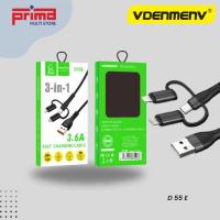 ราคา Vdenmenv D55E 3in1 โทรศัพท์สายชาร์จเร็ว 5V 2.4A 1M สายเคเบิลข้อมูลพร้อม Micro/usb Type-c/Lighting/iphone (27178632217)