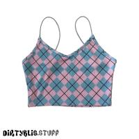 ราคา Plaid printed cami crop top มือหนึ่ง (21947052986)