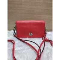 ราคา กระเป๋าCoach​ ของแท้​ มือ2​ สภาพดี​หนังแท้สีส้มแสดชมพู​ ครอสบอดี้ขนาด​​ฐาน​ 7.75นิ้ว​ สูง​ 4.5นิ้ว​ (7772435146)