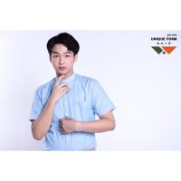 ราคา UNIQUEFORM เสื้อเชิ้ต แขนสั้นคอจีน ผ้าอ้อกฟอร์ด (PURE Oxford Shirt) Sky Blue Shirt สีฟ้ายีนส์ (7735585792)