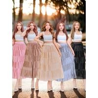ราคา กระโปรงยาวผ้าซาตินอัดพลีทเอวเริ่ม24-40“ใส่ยางรอบเอวมีซับใน (25274945374)