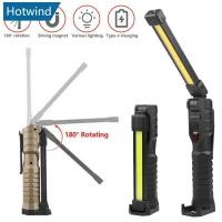 ราคา HW พับ Double COB XPE LED รถทํางาน USB ชาร์จไฟฉายแบบพกพาฐานแม่เหล็ก Hook ซ่อมรถยนต์ตรวจสอบไฟฉุกเฉิน K1Y6 (56060717135)
